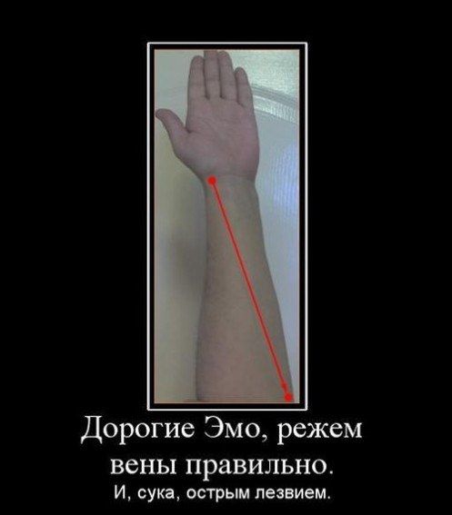 Дорогие Эмо режем вены правильно и сука острым лезвием де