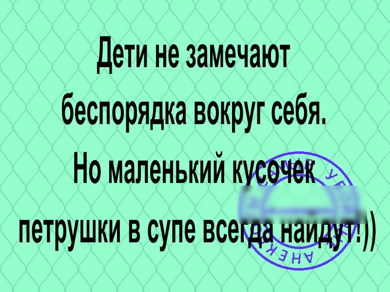 Дети не замечают беспорядка вокруг себя Но маленький петрушки в супе все за а