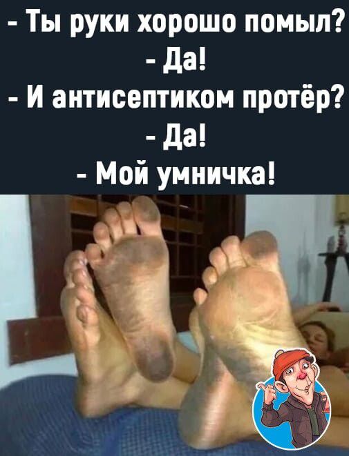 Ты руки хорошо помыл да и антисептиком протёр да Мой умничка