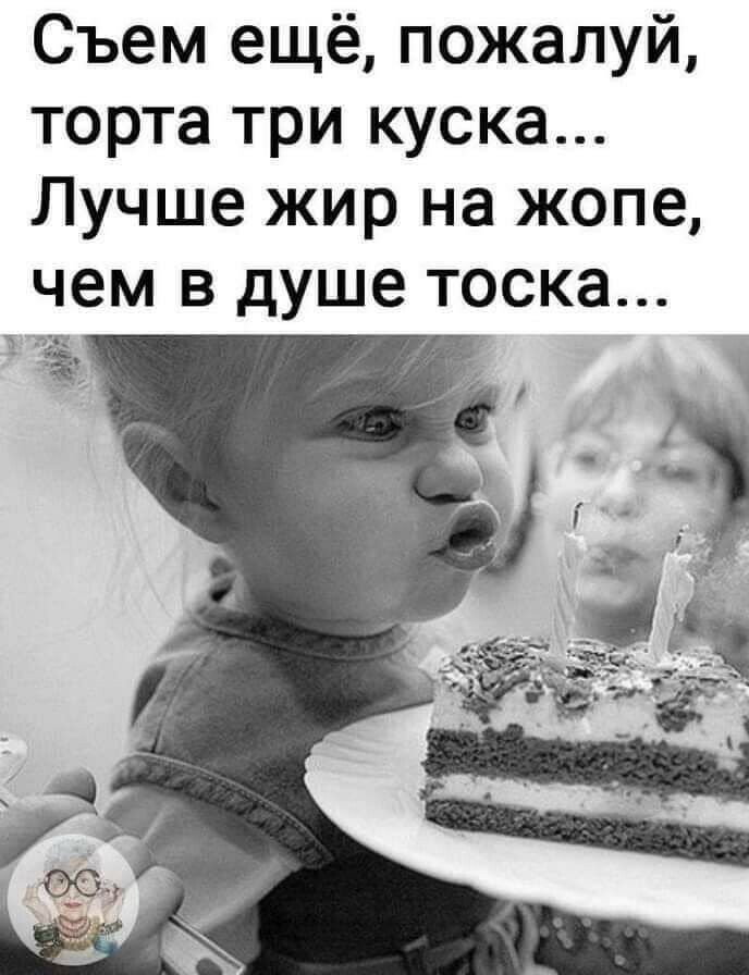Съем ещё пожалуй торта три куска Лучше жир на жопе чем в душе тоска