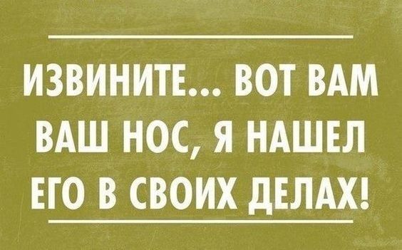 ИЗВИНИТЕ ВОТ ВАМ ВАШ НОС Я НАШЕЛ ЕГО В СВОИХ дЕЛАХ