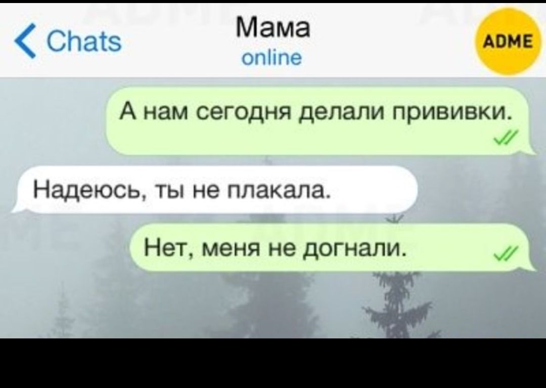 Опатз Мама опіше А нам сегодня делали прививки и Надеюсь ты не плакала Нет меня не догнали _