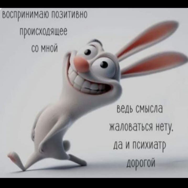 воспринимаю позитивно происходящее со мной ведь смысл жаловаться нету, да и психиатр дорогой