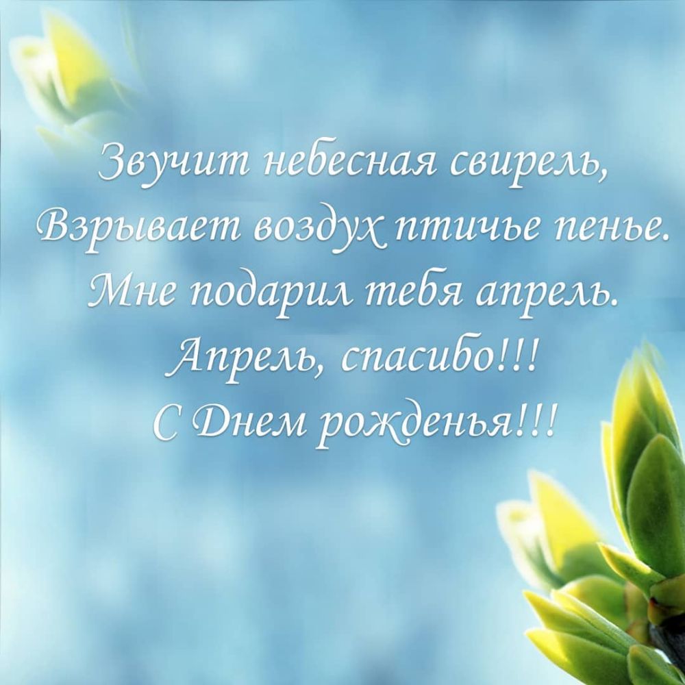 Звучит недёсная свирель Взр ает воздух птичье пенье е подарил тебя апрель Япрель спасиБоН Фнем рожденья