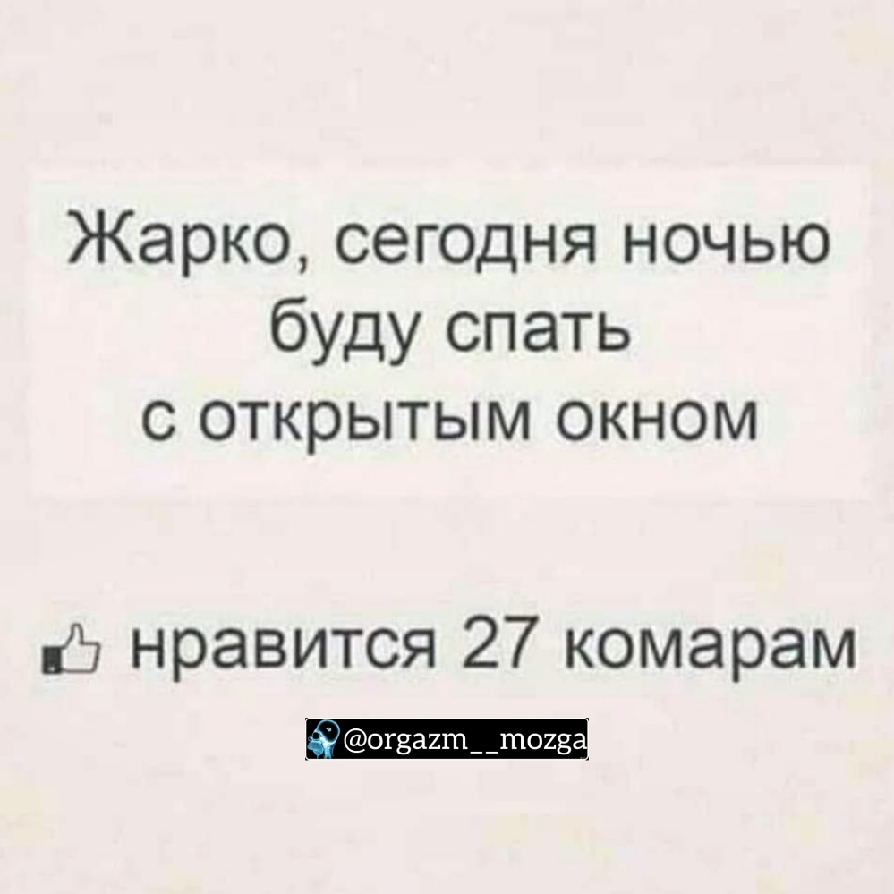 Жарко сегодня ночью буду спать с открытым окном нравится 27 комарам аи шп пш_ п