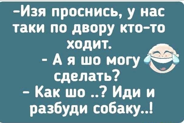 Изя проснись у нас таки по двору кто то сделать Как шо Иди и разбуди собаку