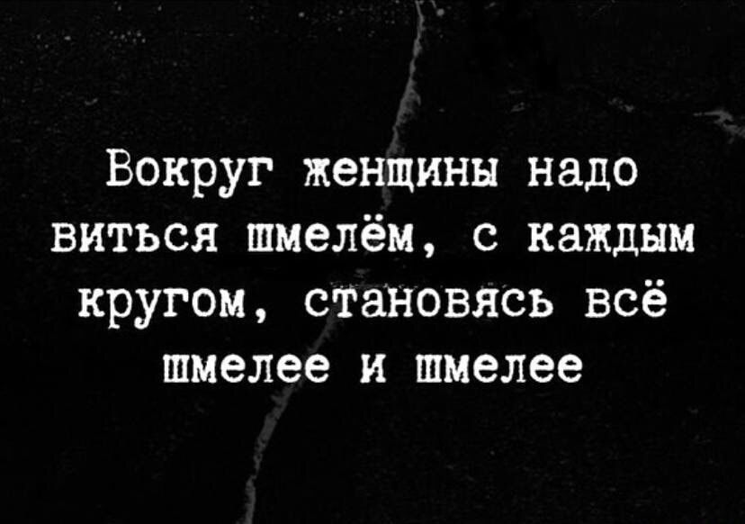 Вокруг женщины надо виться шмелём с каждым кругом становясь всё шмелее и шмелее