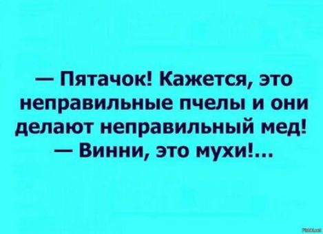 Пятачок Кажется это неправильные пчелы и они депают неправильный мед ...