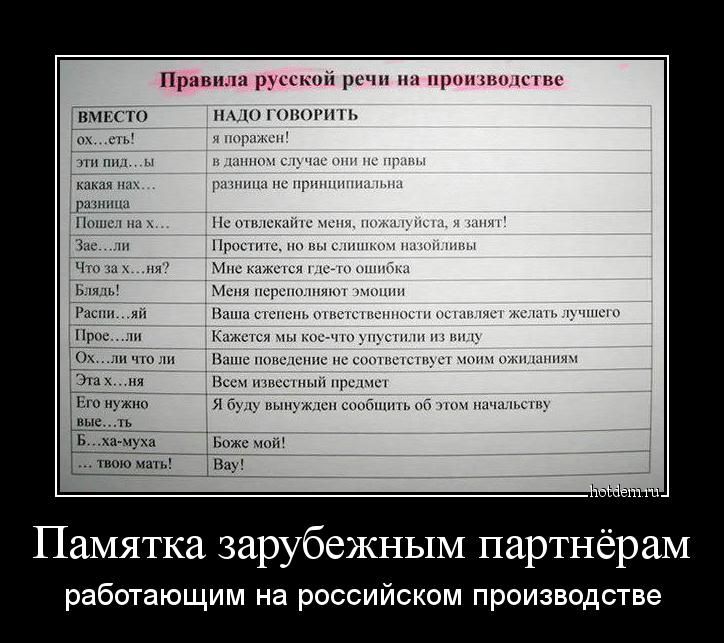ин щ ишш и ц Памятка зарубежным партнёрам работающим на российском производстве