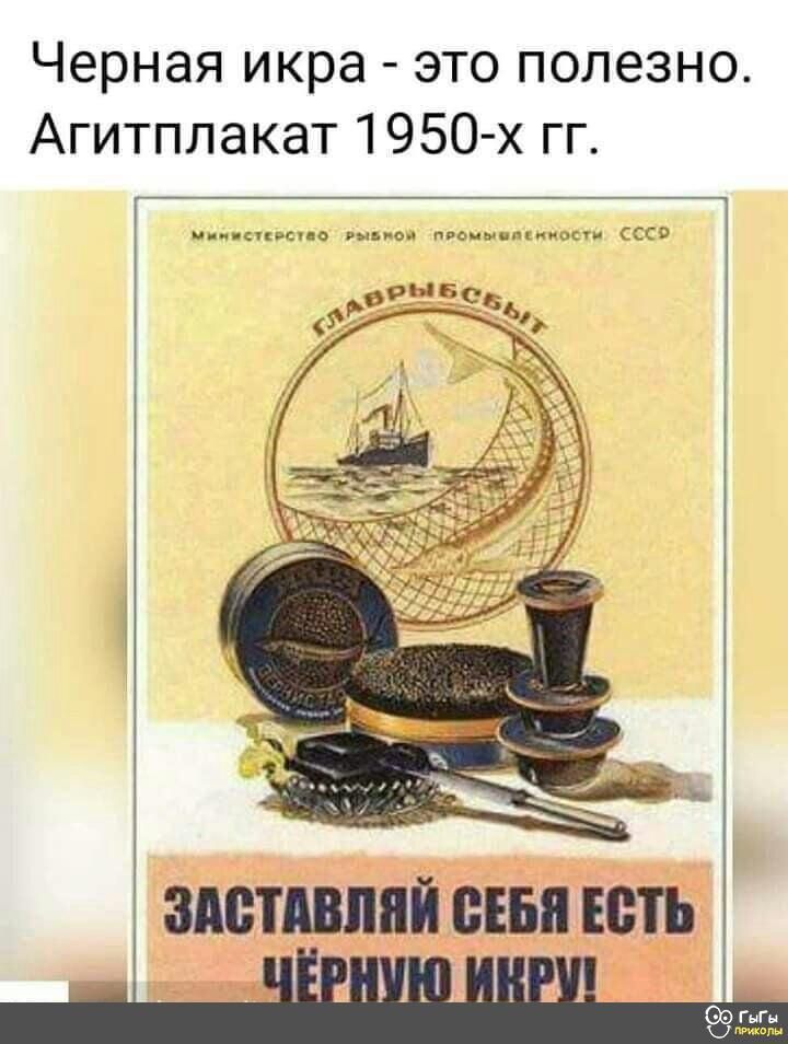 Черная икра это полезно Агитплакат 1950 х гг