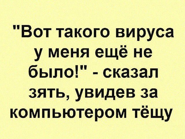 Вот такого вируса у меня ещё не было сказал зять увидев за компьютером тёщу