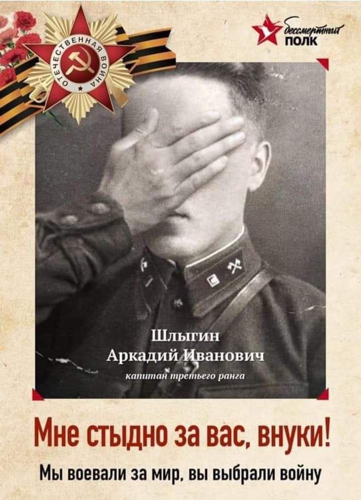 Шлыгин АркадийДванович ктпнппи третьи рита Мне стыдно за вас внуки Мы воевали за мир вы выбрали войну