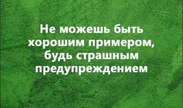Не можешь быть хорошим примером будь страшным предупреждением