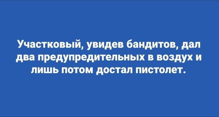 Участковый увидев бандитов дал два предупредитепьиых воздух и лишь потом достал пистолет