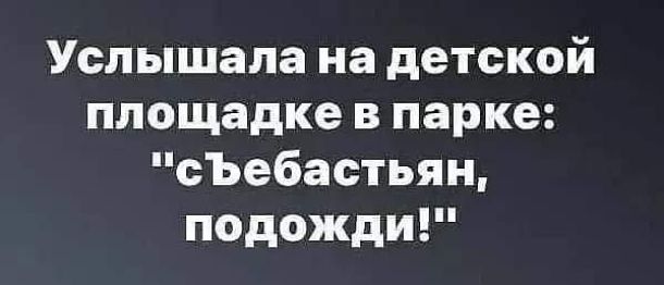 Услышала на детской площадке в парке сЪебастьян подожди