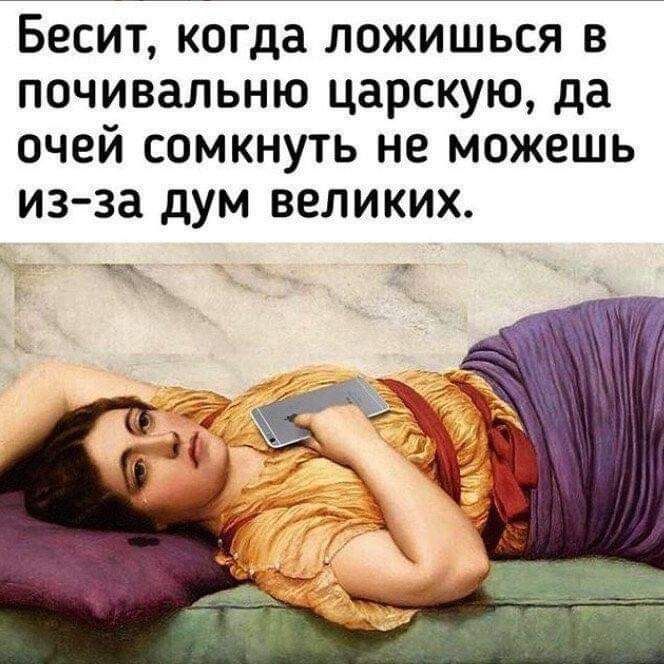 Бесит когда ложишься в почивальню царскую да очей сомкнуть не можешь изза дум великих