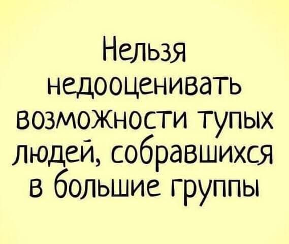 Нельзя недооценивать ВОЗМОЖНОСТИ тупых людей собравшихся В большие группы