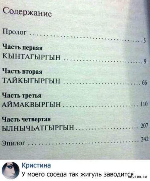 Содержание Пролог _______________ Чдсп перщ кынмгыргын Чип тр ТАЙКЬПЫ РГЫН 66 Чпптпя Айммсвыргын по Член тп ЩННЧЬАТГЫРГЫН т _эпщюг и Кристина У моего соседа тк жигупь заводить __