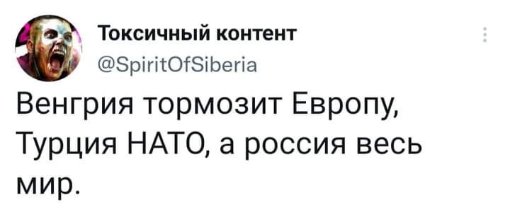Токсичиый КОНТЕНТ ЭрігіКОГЗіЬегіа Венгрия тормозит Европу Турция НАТО а россия весь мир