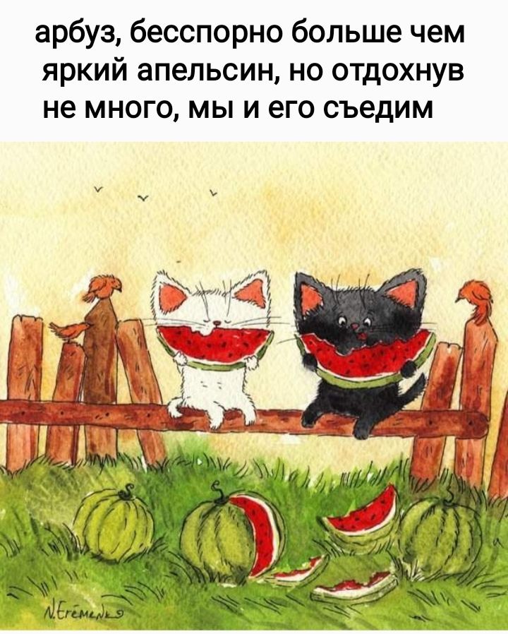 арбуз бесспорно больше чем яркий апельсин но отдохнув не много мы и его съедим