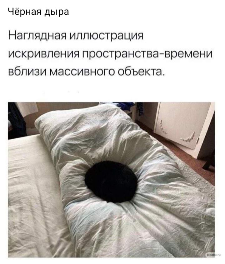 Чёрная дыра Наглядная иллюстрация искривления пространствавремени вблизи массивного объекта