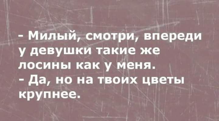 Милый смотри впереди у девушки такие же ЛОСИНЬі как у меня да но на твоих цветы крупнее