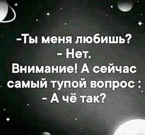 в Ты меня любишь Нет Внимание А сейчас самый тупой вопрос А чё так