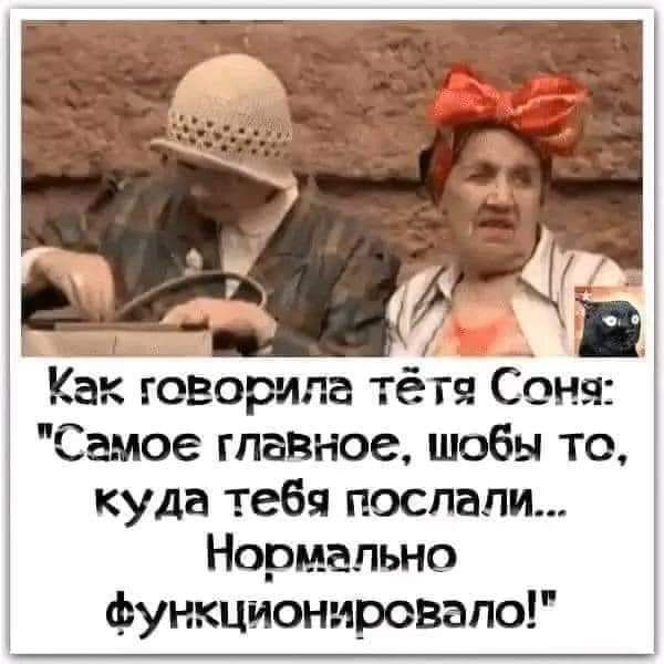 4 __ В Как говорила тётя Соня Самое главное шобы то куда тебя послали Нормально функционировало