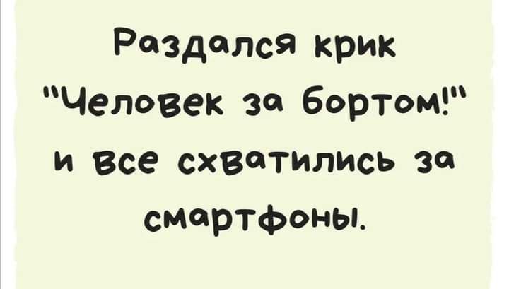 Раздался крик Человек за бортом и Все схватились за смартфоны