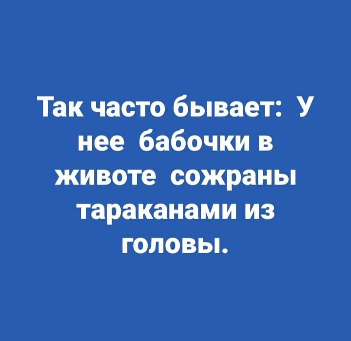 Так часто бывает У нее бабочки в животе сожраны тараканами из головы