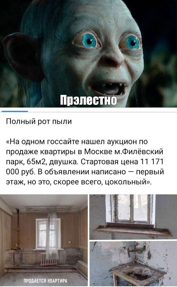 Попный рот пыли На одном госсайте нашел аукцион по продаже квартиры в Москве мФилёвский парк 65м2 двушка Стартовая цена П 171 000 руб В объявлении написано первый этаж но это скорее всего цокольный