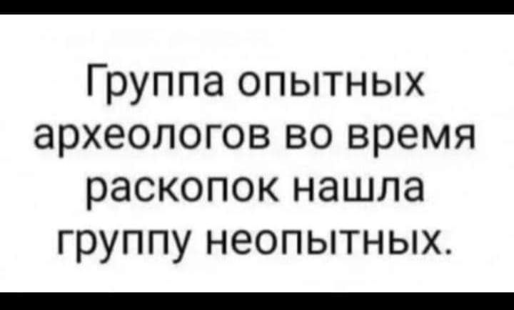 Группа опытных археологов во время раскопок нашла группу неопытных