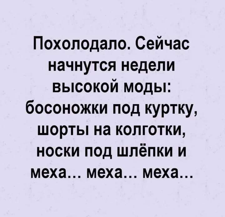 Похолодало Сейчас начнутся недели высокой моды босоножки под куртку шорты на колготки носки под шпёпки и меха меха меха