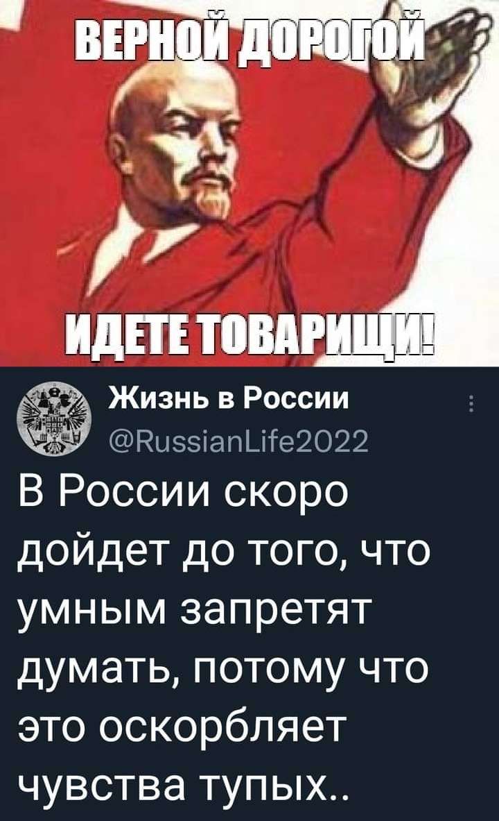 Жизнь в России ПыззіапШеаою В России скоро дойдет до того что умным запретят думать потому что это оскорбляет чувства тупых