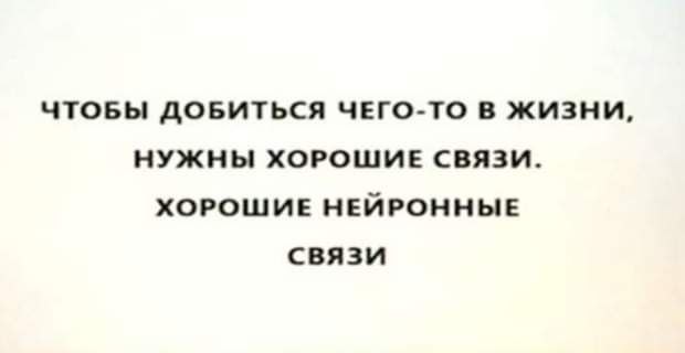 ЧТОБЫ АОБИТЬСЯ ЧЕГО ТО В ЖИЗНИ НУЖНЫ ХОРОШИЕ связи ХОРОШИЕ НЕЙРОННЫЕ СВЯЗИ