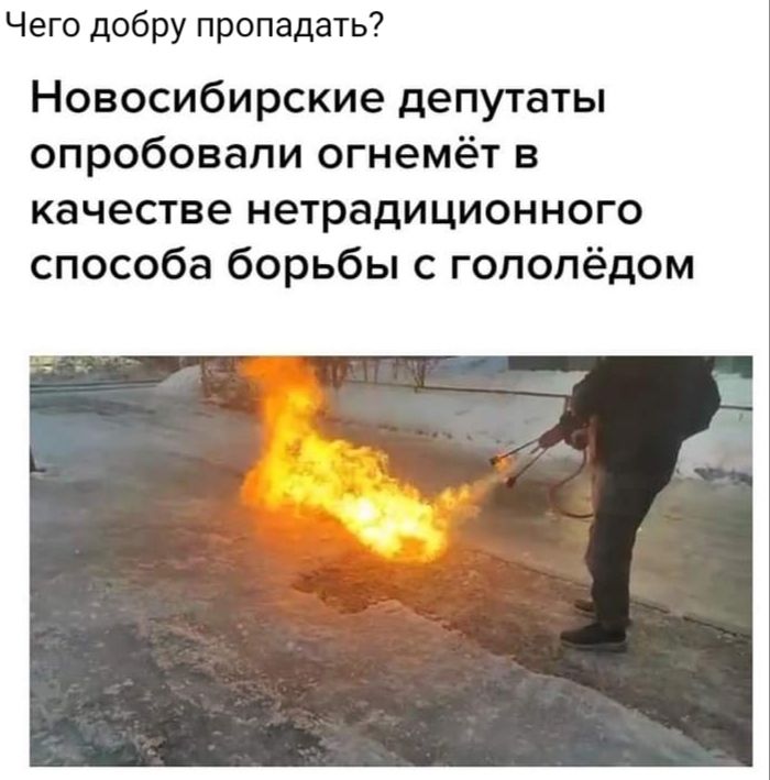 Чего добру пропадать Новосибирские депутаты опробовали огнемёт в качестве нетрадиционного способа борьбы с голопёдом