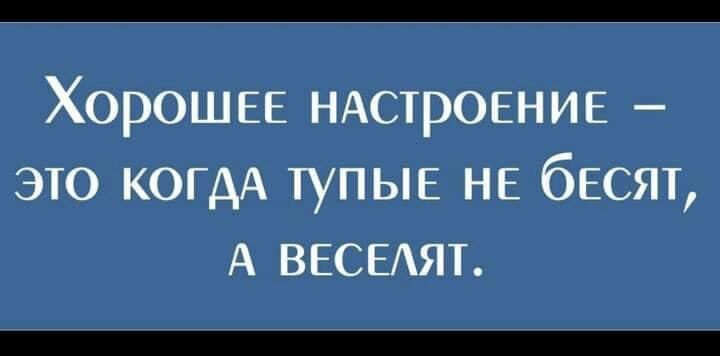 ХОРОШЕЕ НАСТРОЕНИЕ ЭТО КОГДА ТУПЫЕ НЕ бЕСЯТ А ВЕСЕАЯТ