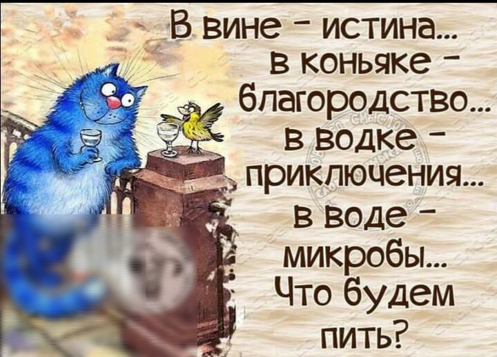 в коньяке _ благородство в водке в воде микробы Что будем пить