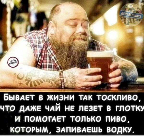 Бывает в жизни так тоскливо, что даже чай не лезет в глотку и помогает только пиво, которым, запиваешь водку.