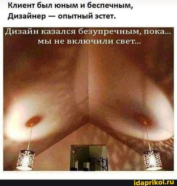Клиент был юным и беспечным дизайнер опытный эстет Дизайн казался безупречным пока мы не включили свет