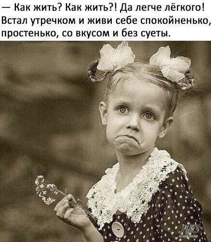 Как жить Как жить Да легче лёгкого Встал утречком и живи себе спокойненько простенько со вкусом и без суеты