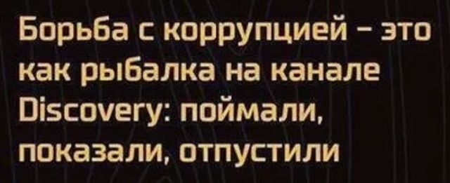 Борьба с коррупцией это как рыбалка на канале Візсочегу поймали показали отпустили