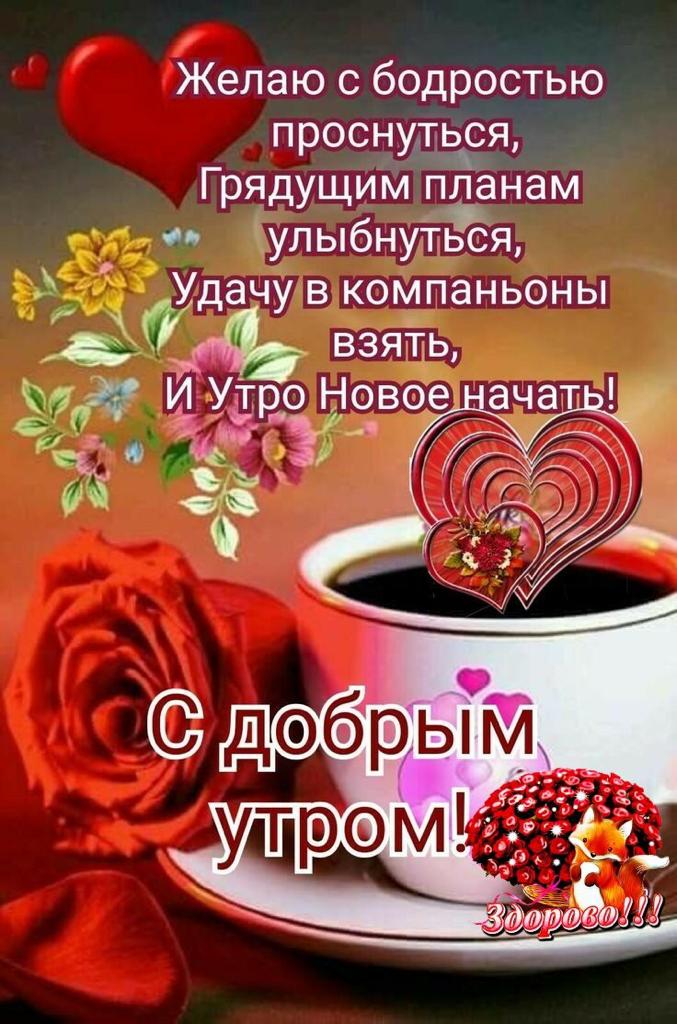 Желаю с бодростью проснуться Грядущим планам улыбнуТься Удачу в компаньоны взяТь