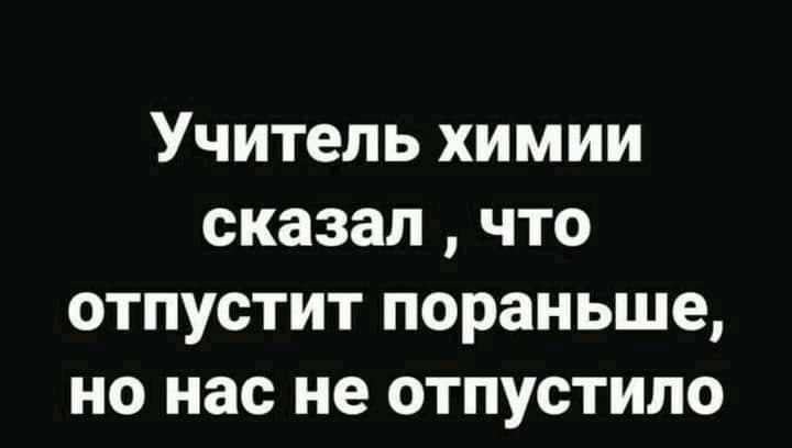 Учитель химии сказал что отпустит пораньше но нас не отпустило