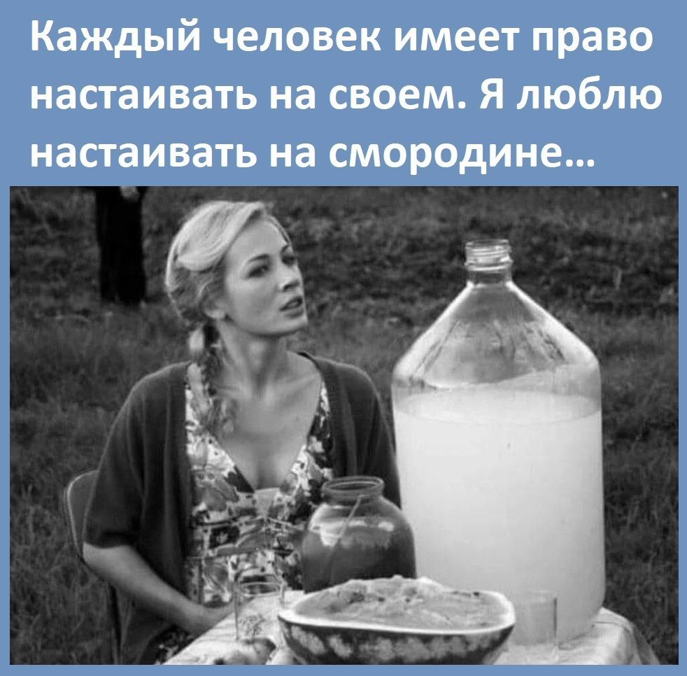 Каждый человек имеет право настаивать на своем Я люблю настаивать на смородине