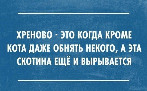 ХРЕНОВО ЭТО КОГДА КРОМЕ КОТА дАЖЕ ОБНЯТЬ НЕКОГО А ЭТА СКОТИНА ЕЩЁ И ВЫРЫВАЕТСЯ