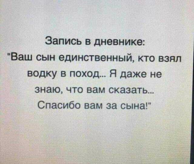 Запись в дневнике Ваш сын единственный кто взял водку поход Я даже не знаю что вам сказать Спасибо вам за сына