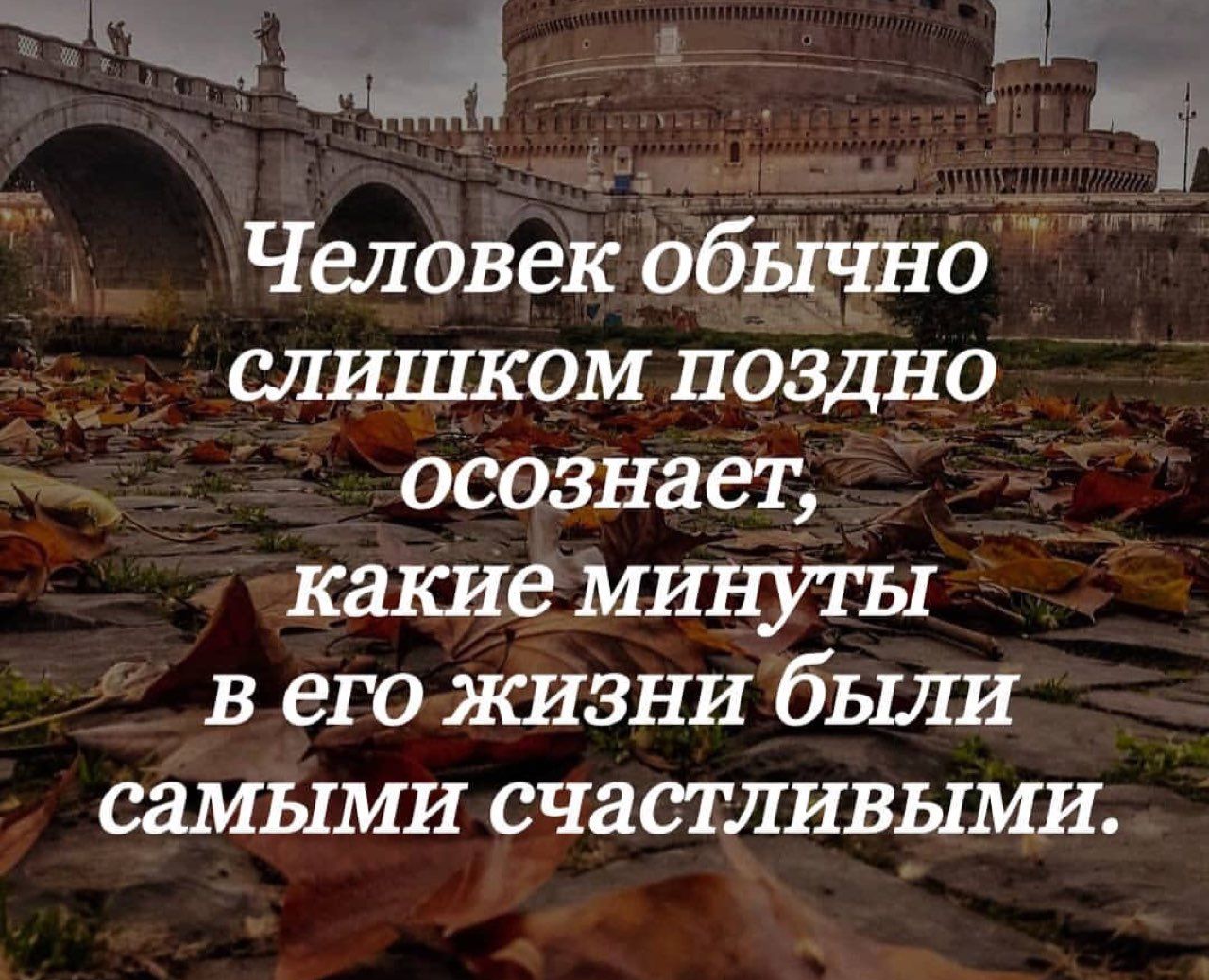 Человек обычно слишком поздно осознает какие минуты в его жизни были самыми счастливыми