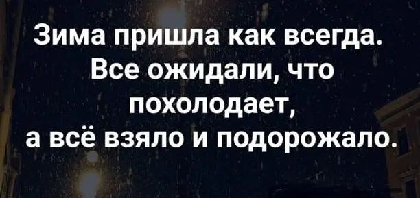 Зима пришла как всегда Все ожидали что похолодает а всё взяло и подорожало