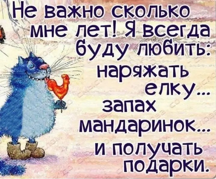Не важно скіЁо пько мне Пет Я всегда будулюбит наряжать елку запах мандаринок и получать _подаркид